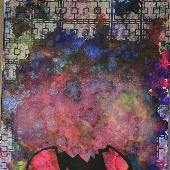 HANDCRAFTED Abstract Alien Painting HANDMADE & HANDPAINTED Wall Art Decor 15x30 - Picture 5 of 17